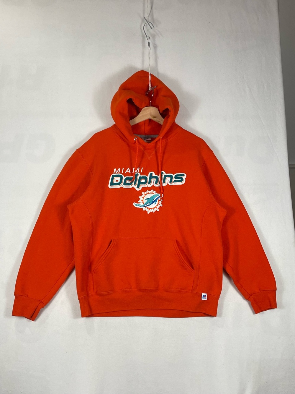 Russell Athletic Miami Dolphins NFL Football Orange Hoodie Sz L